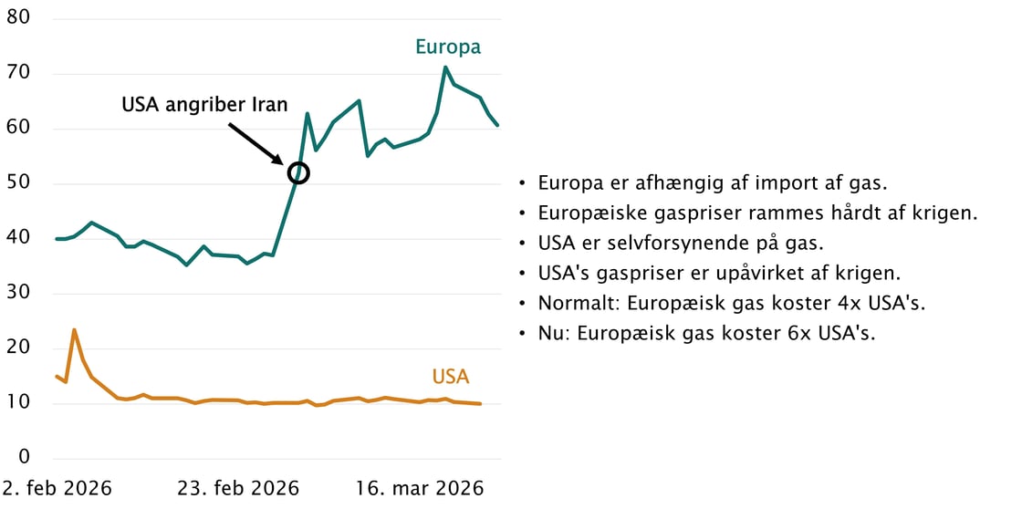 Figur 3 - gaspris Europa vs USA